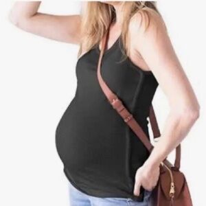 Ribbed Bamboo Maternity Tank - Navy